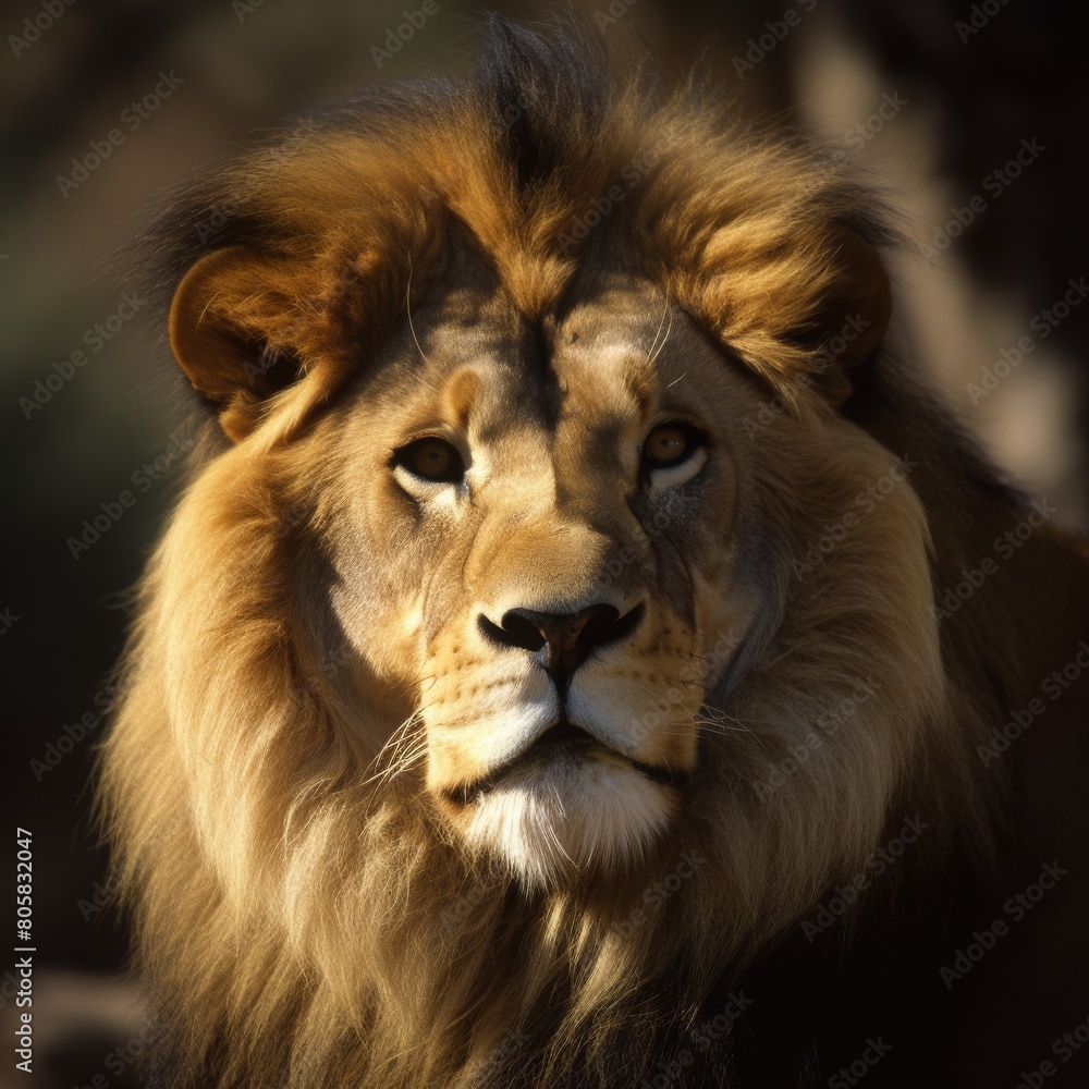 Majestic Male Lion Portrait in Golden Light - African Wildlife Photography