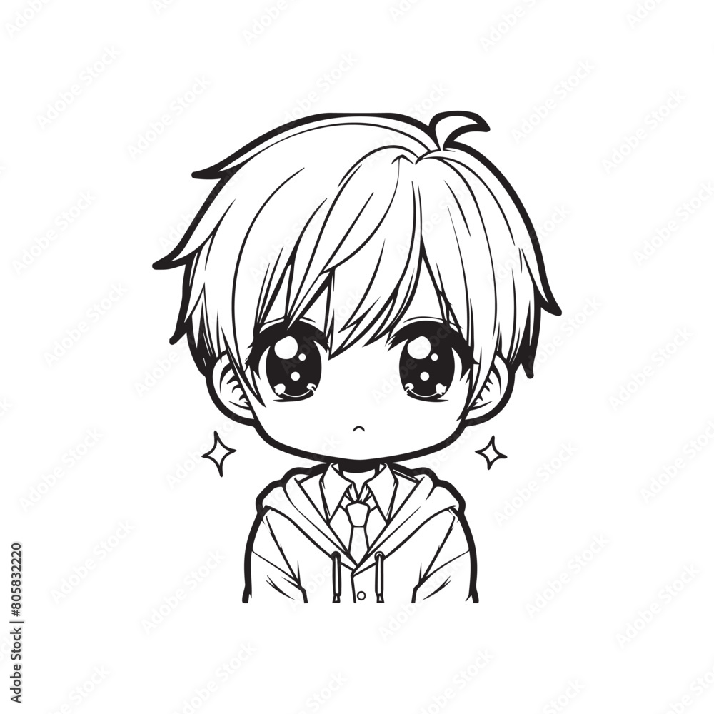 anime boy vector illustration hand-drawn cartoon character manga style