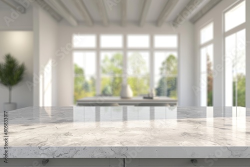 Direct view of an empty countertop  modern  white kitchen