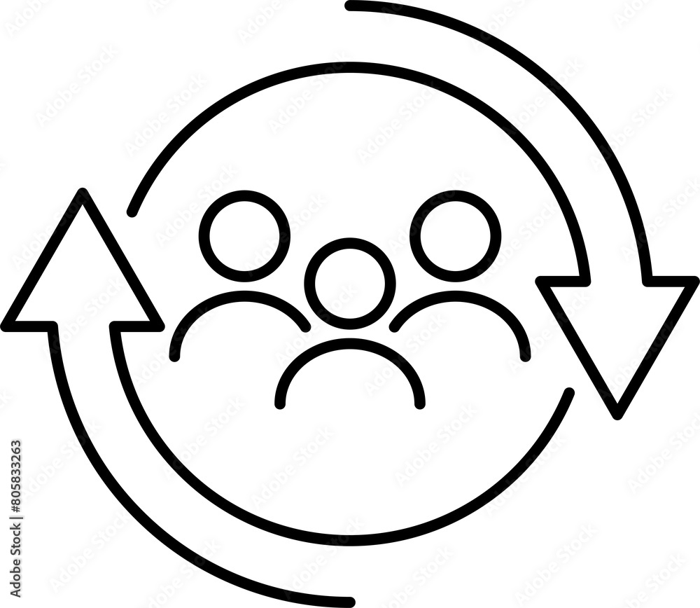 Personnel change outline icon people in round cycle symbol human resource concept for graphic design, logo, web site, social media, mobile app, ui illustration Personnel change outline icon people in round cycle symbol human resource concept for graphic design, logo, web site, social media, mobile app, ui illustration