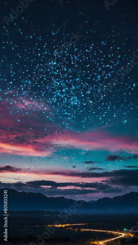 Azure Neon Glow Sky Background © xKas