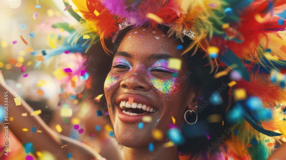 Joyous Woman at Colorful Festival