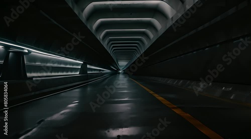 Endless Flight through an Enigmatic Gray Concrete Tunnel
 photo