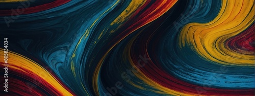 Abstract background yellow blue red color flow grainy wave dark noise texture cover header wallpaper