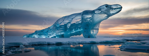 Beneath the frozen surface of a polar wasteland, a colossal ice creature slumbers, waiting for the thaw of millennia to awaken once more. photo