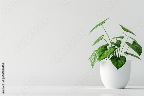 Potted Plant with Heart-Shaped Leaves in Minimalist Setting 