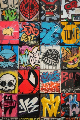 Colorful Urban Graffiti Art Collage Showcasing Street Culture