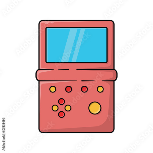 Retro video game console icon in cartoon style on a white background. Old style design for technology concept and theme