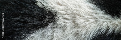 Close-up Texture of Black and White Animal Fur for Background Use