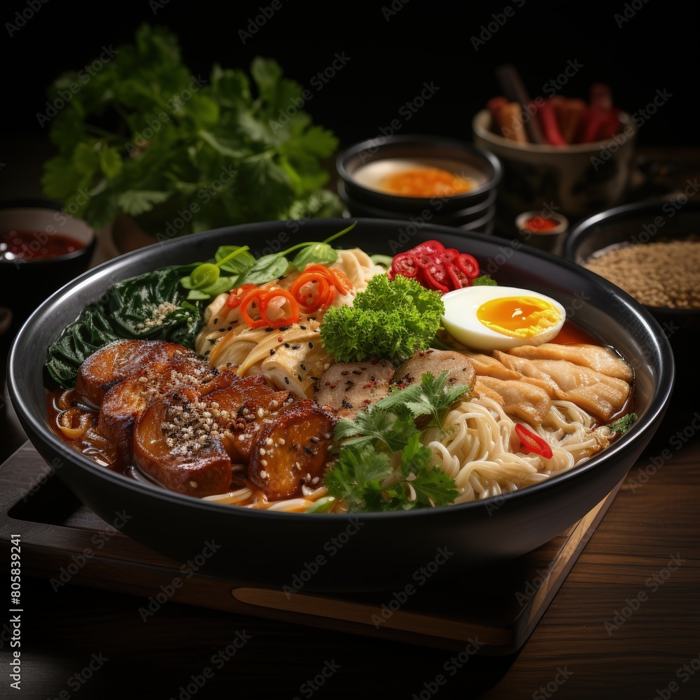 a bowl of food with eggs meat and vegetables a bowl of food with eggs meat and vegetables