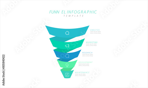 Sales Funnel Infographic with steps stages business vector