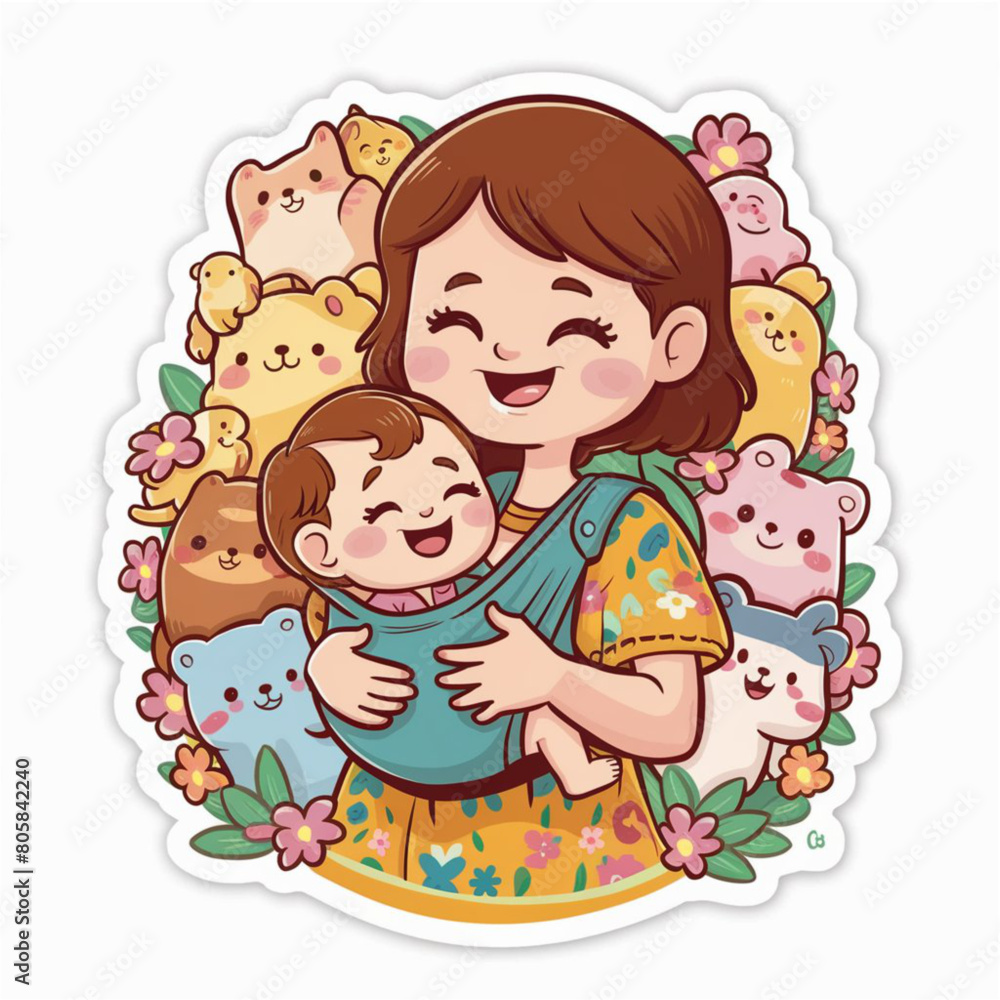 A charming and adorable cartoon mother illustration A charming and adorable cartoon mother illustration