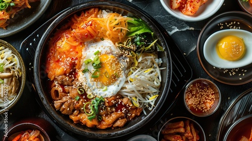 Bossam Korean food with Kimchi and vegetables. Generative Ai photo