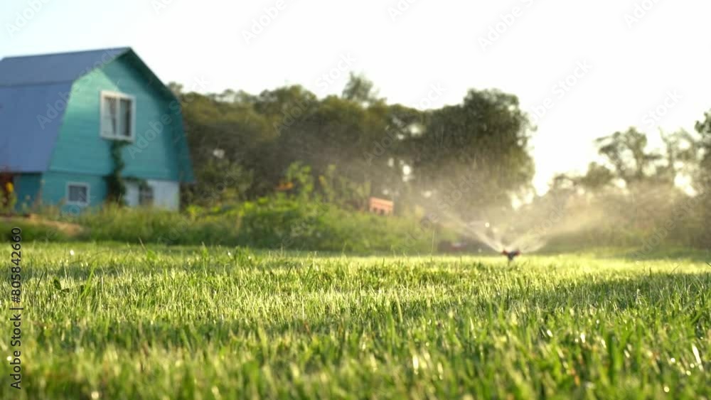 automatic watering of the green lawn automatic watering of the green lawn