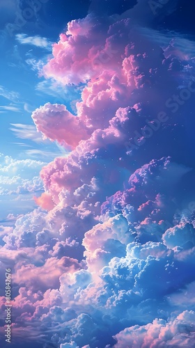 Drift Among the Captivating Cotton Candy Clouds in the Serene and Magical Heavenly Skies