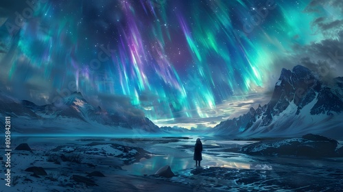 Ethereal Aurora Lights up the Majestic Arctic Landscape in a Mystical Celestial Dance
