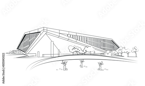 Beautiful View of Qatar National Library in Education City Qatar