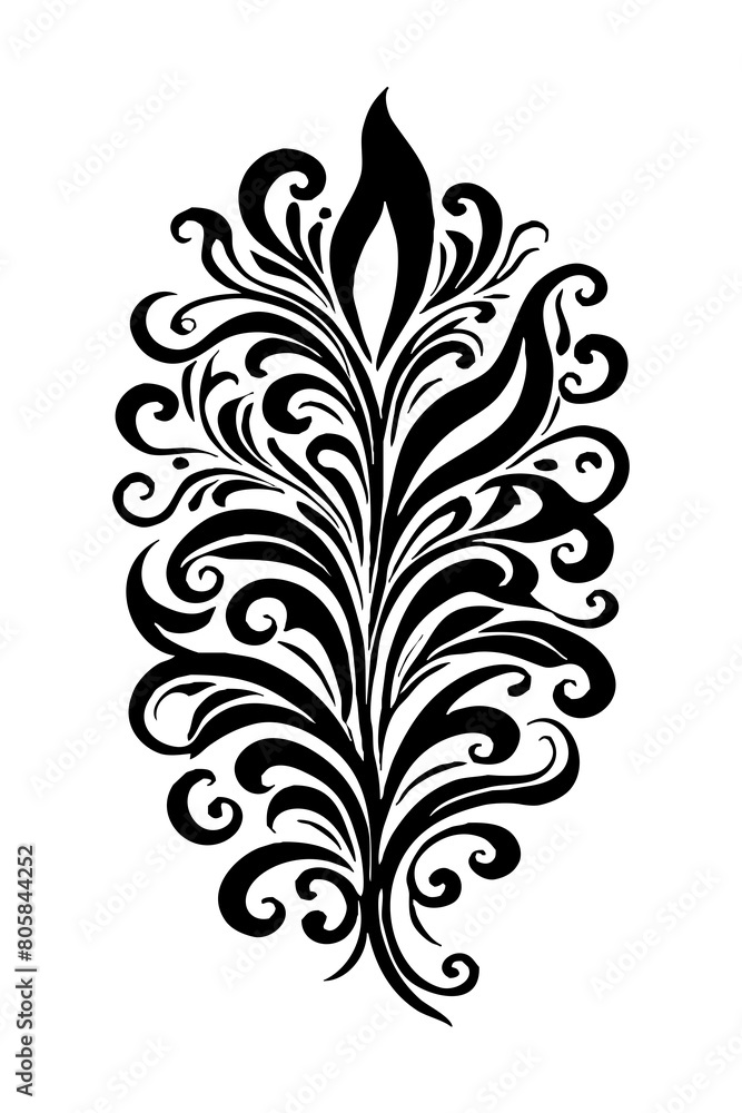 Botanical black and white pattern. For use on tattoos, posters, textiles, T-shirt printing. Generated by Ai Botanical black and white pattern. For use on tattoos, posters, textiles, T-shirt printing. Generated by Ai