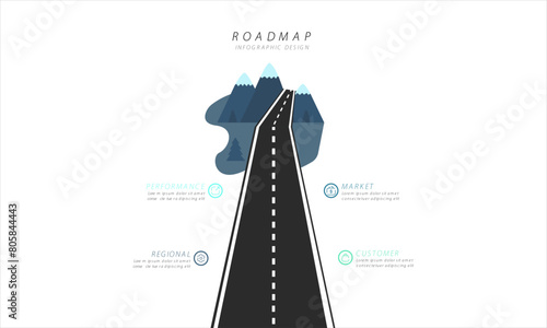 Business Roadmap Process Framework Infographic with wavy and bumpy Road Vector illustration