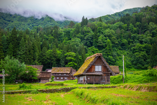 Landscape Traditional and Historical Japanese village Shirakawago in Gifu Prefecture Japan, Gokayama has been inscribed on the UNESCO World Heritage List due to its traditional Gassho-zukuri houses