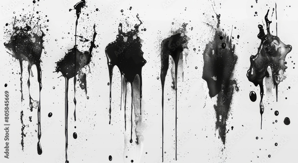 Monochrome painting of a tree made with black ink splashes on white background Monochrome painting of a tree made with black ink splashes on white background