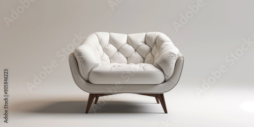 A luxury white leather chair, realistic detailing, comfycore aesthetics, and chic simplicity. photo