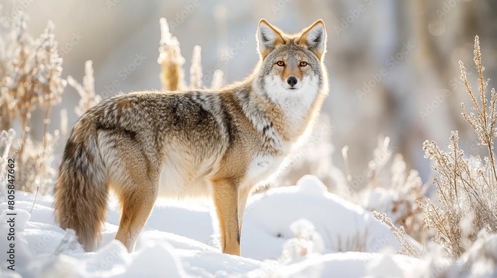 Coyote Standing in Snowy Winter Landscape Coyote Standing in Snowy Winter Landscape