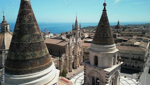Bird's eye view of the city of Acireale, on the island of Sicily