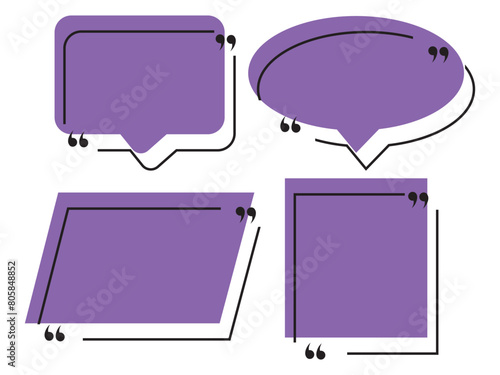 Quote box frame collection. Quotes frames. Quote remark. Set of various colorful isolated quote frames. Speech bubbles with quotation marks. Vector illustration