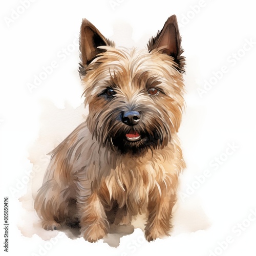 Cairn terrier. Cairn terrier dog clipart. Watercolor illustration. Generative AI. Detailed illustration.