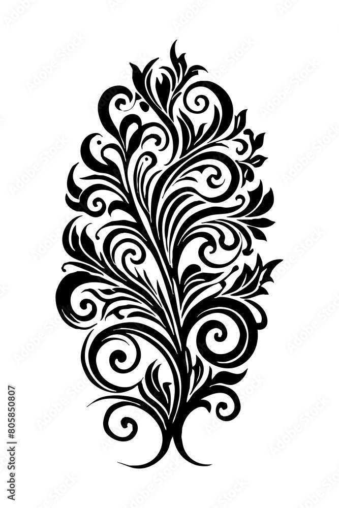 Botanical black and white pattern. For use on tattoos, posters, textiles, T-shirt printing. Generated by Ai Botanical black and white pattern. For use on tattoos, posters, textiles, T-shirt printing. Generated by Ai
