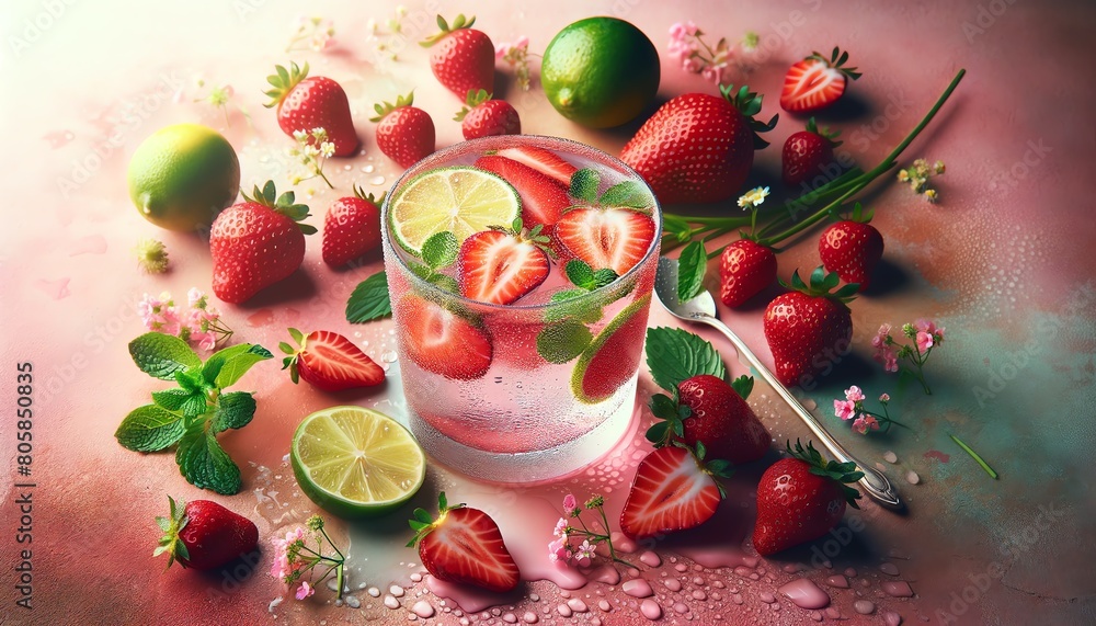 Image of a Strawberry Ranch Water drink in a glass Image of a Strawberry Ranch Water drink in a glass