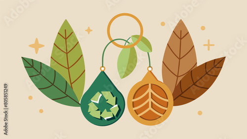 Inspired by nature a sustainable jeweler incorporates organic materials like leaves and wood into their earrings and brooches promoting a connection. Vector illustration