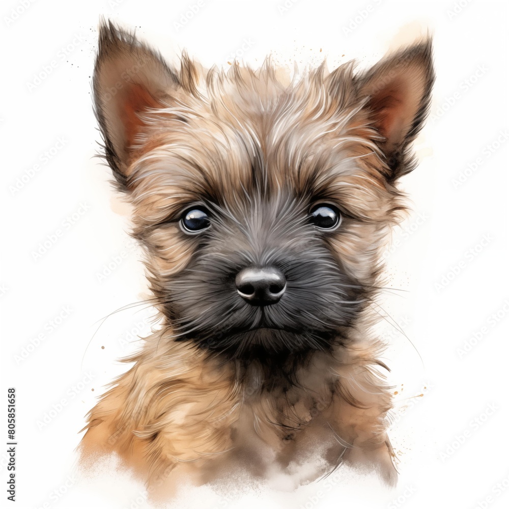 Cairn terrier. Puppy dog. Cairn terrier clipart. Watercolor illustration. Generative AI. Detailed illustration.