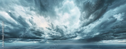 Dramatic Storm Clouds Over Ocean Panorama
