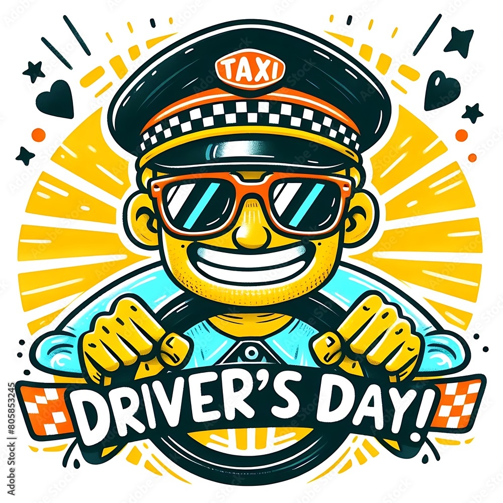 Obraz premium Happy driver's day celebration. Dia Do Motorista poster illustration with typography AI Generative
