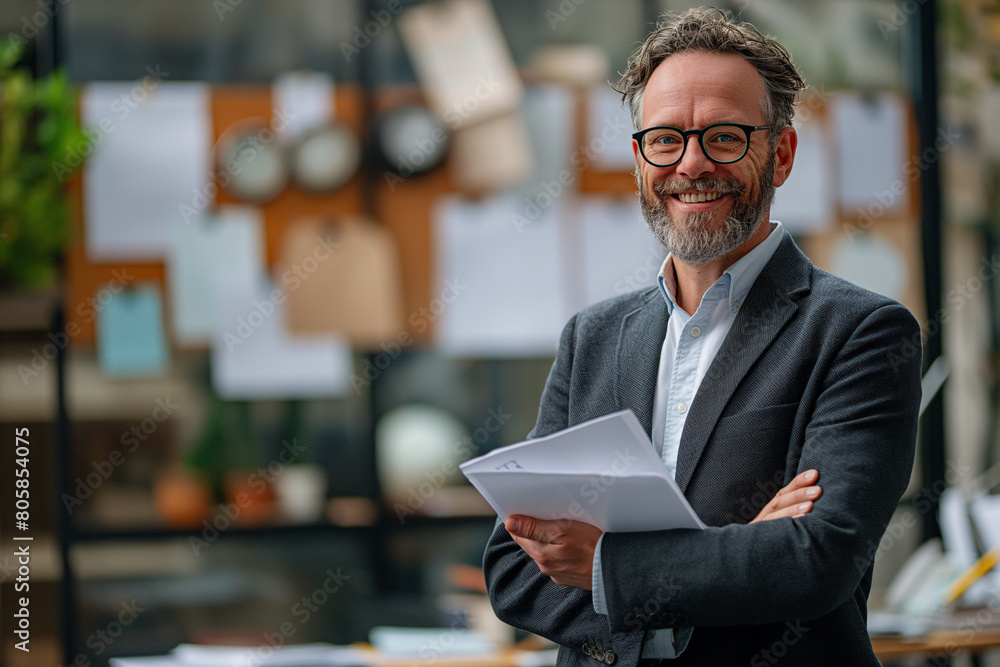 Fototapeta premium businessman rwith notes in hand