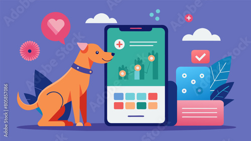 An app that utilizes artificial intelligence to analyze a pets behavior and offer customized training plans.. Vector illustration