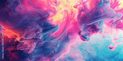 A colorful, abstract painting of smoke photo
