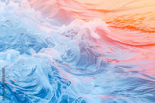 A mesmerizing gradient flow from icy blue to warm peach, portraying the thawing of winter into spring
