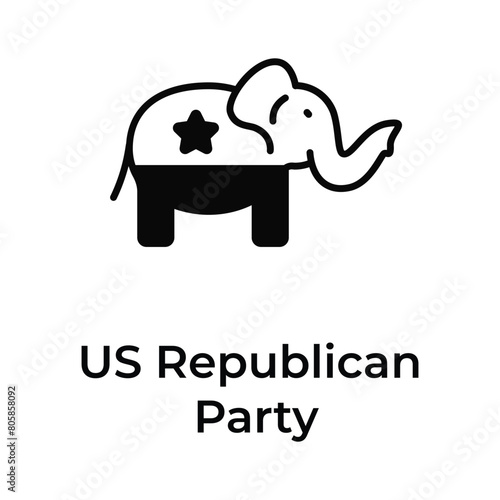 Get his amazing icon of us republican party, elephant vector