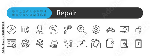 set of repair icons, maintenance, fix, service