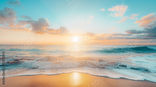 Breathtaking Sunrise Over Turquoise Ocean Waves