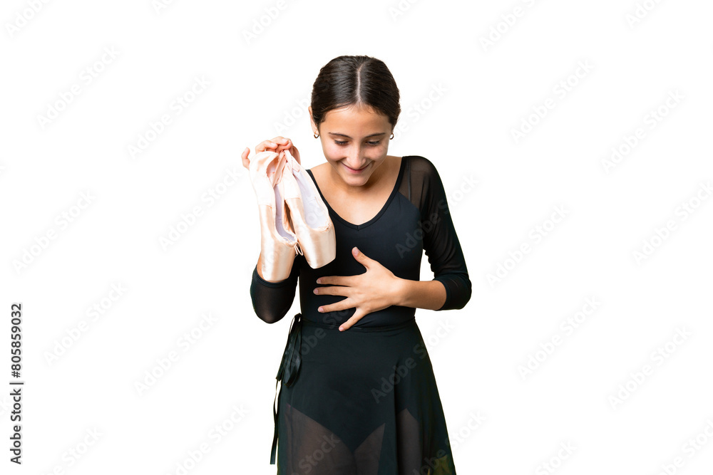 Young woman practicing ballet over isolated chroma key background smiling a lot Young woman practicing ballet over isolated chroma key background smiling a lot