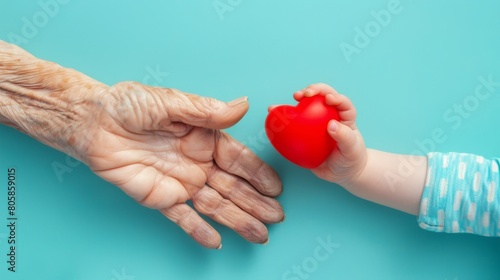 Elderly Hand Meets Child's Hand