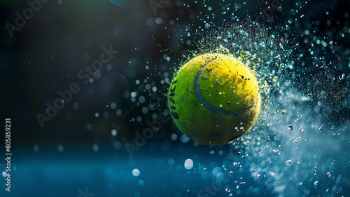 tennisball hit in the rains  photo