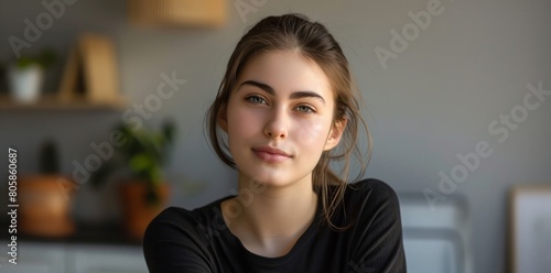 Relaxed Young Woman in Casual Home Setting