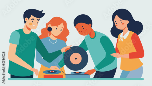 To demonstrate the durability of vinyl records the class participates in a handson experiment where they scratch and damage records to see how they Vector illustration