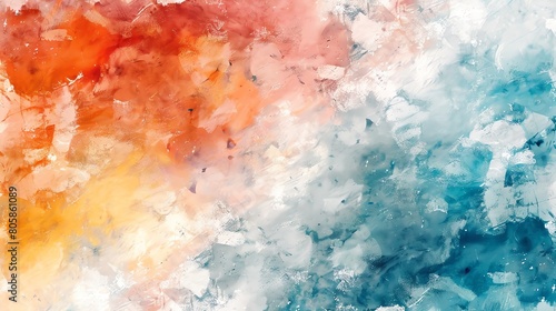 Abstract summer backdrop with watercolor textures and brush strokes