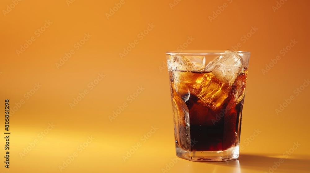 cold coffee glass with ample copy space on vivid backdrop cold coffee glass with ample copy space on vivid backdrop